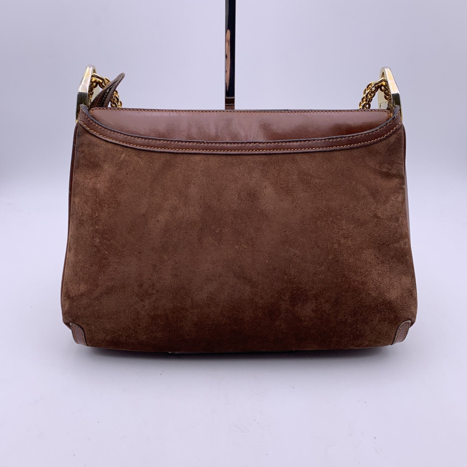 Gucci Vintage Brown Suede Shoulder Bag with Chain Strap