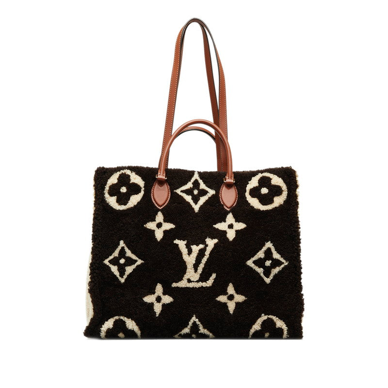 Louis Vuitton Monogram Teddy Onzagore GM Torta Bag M55420 Brown Ivory Mouton Leather  Louis Vuitton