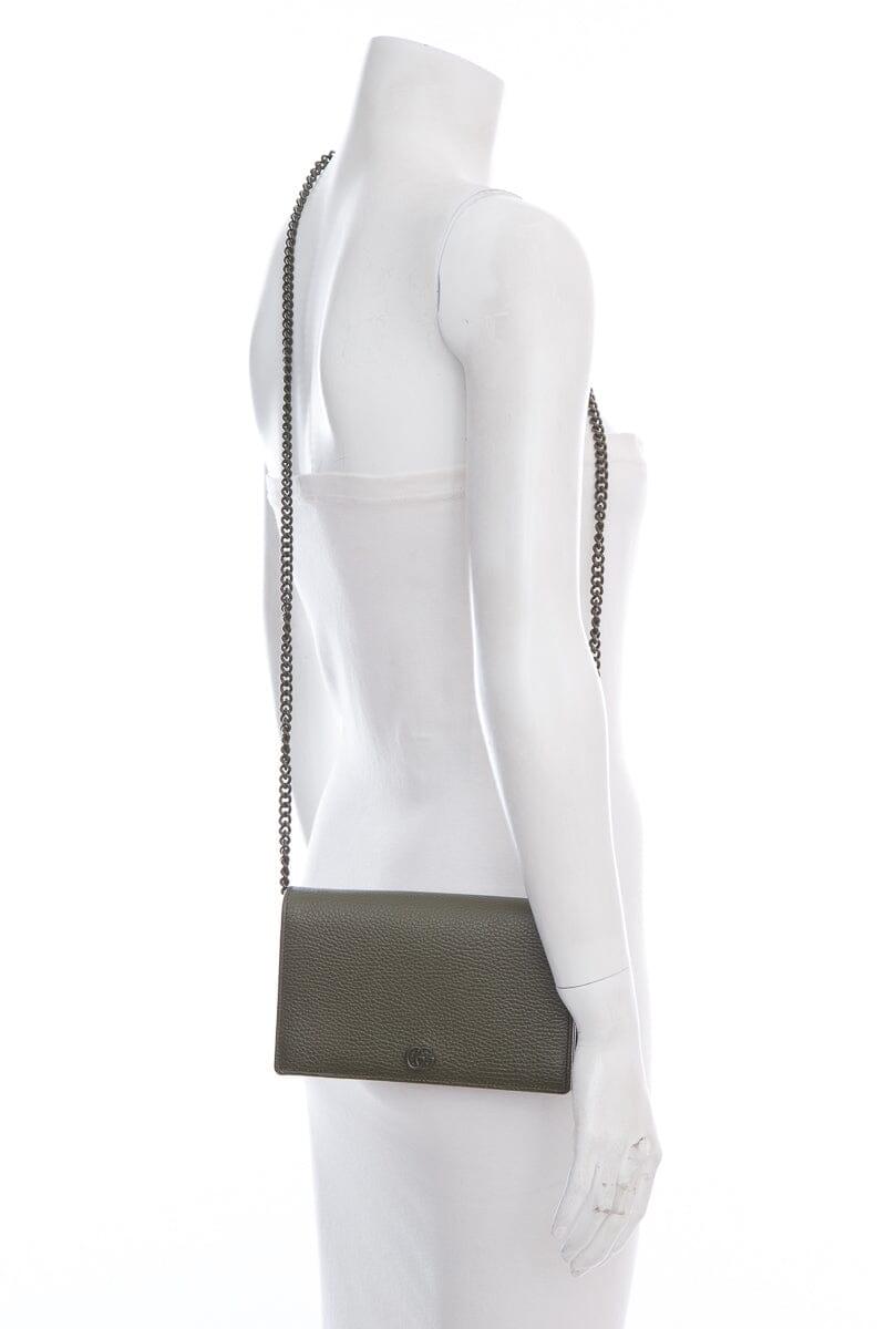 Gucci Green Leather Wallet on Chain Cross-Body