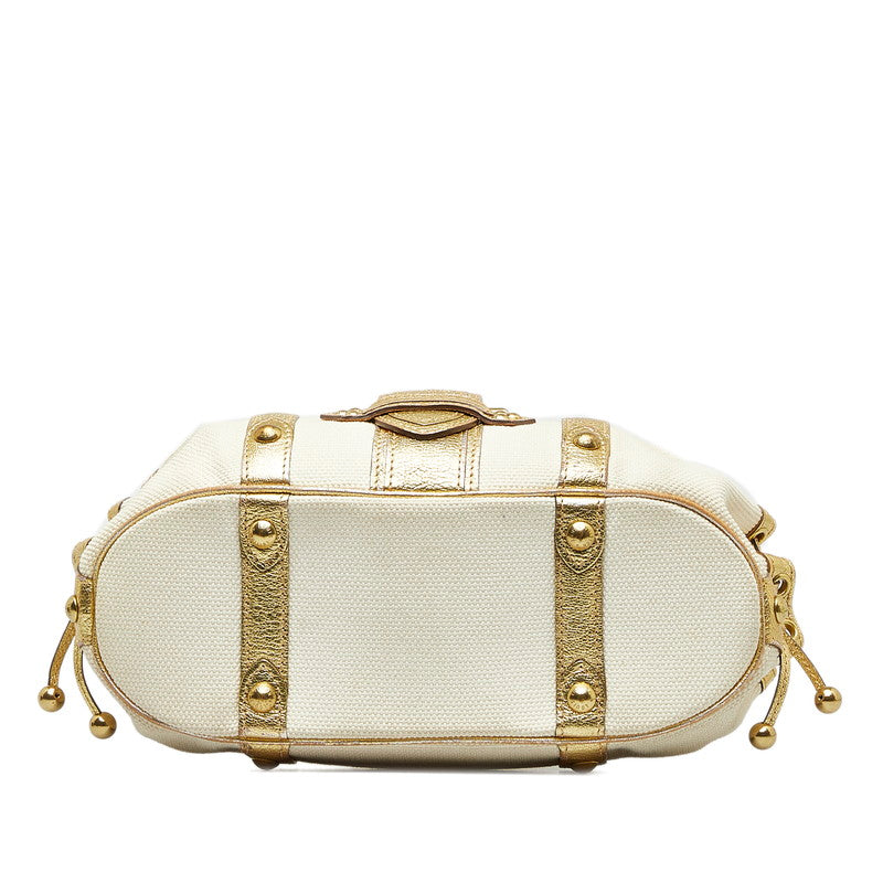 Louis Vuitton Trianon Teda GM Handbag M92391 Gold Ivory Canvas Leather Ladies Louis Vuitton