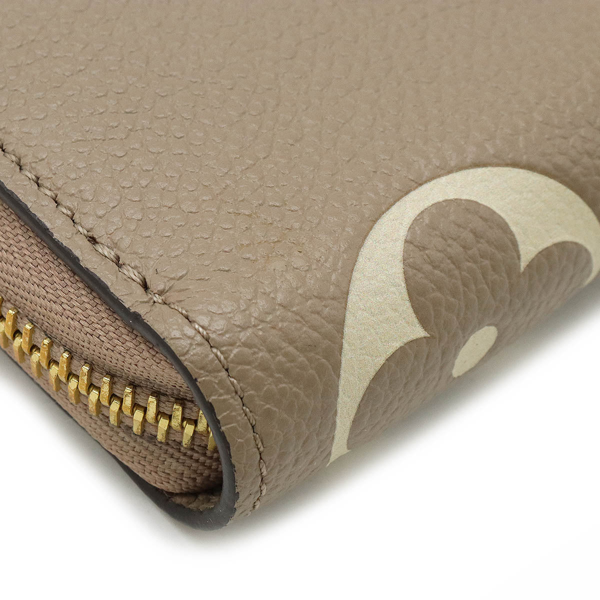 LOUIS VUITTON Louis Vuitton Monogram Emplant Zippie Wallet Round Fassner Long Wallet Bicycle Trolley Cream M69794