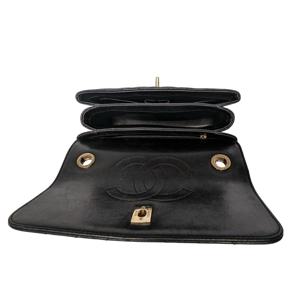Chanel Black Trendy CC Chevron Top Handle Flap Bag