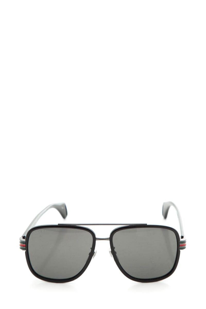 Gucci Black Temple Web Detail Sunglasses