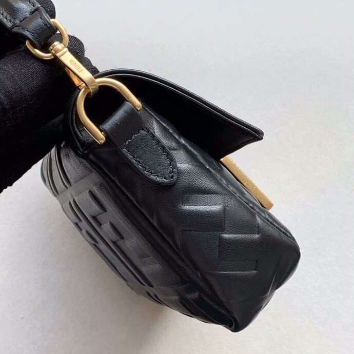 Fendi Black FF Motif Mini Baguette Bag