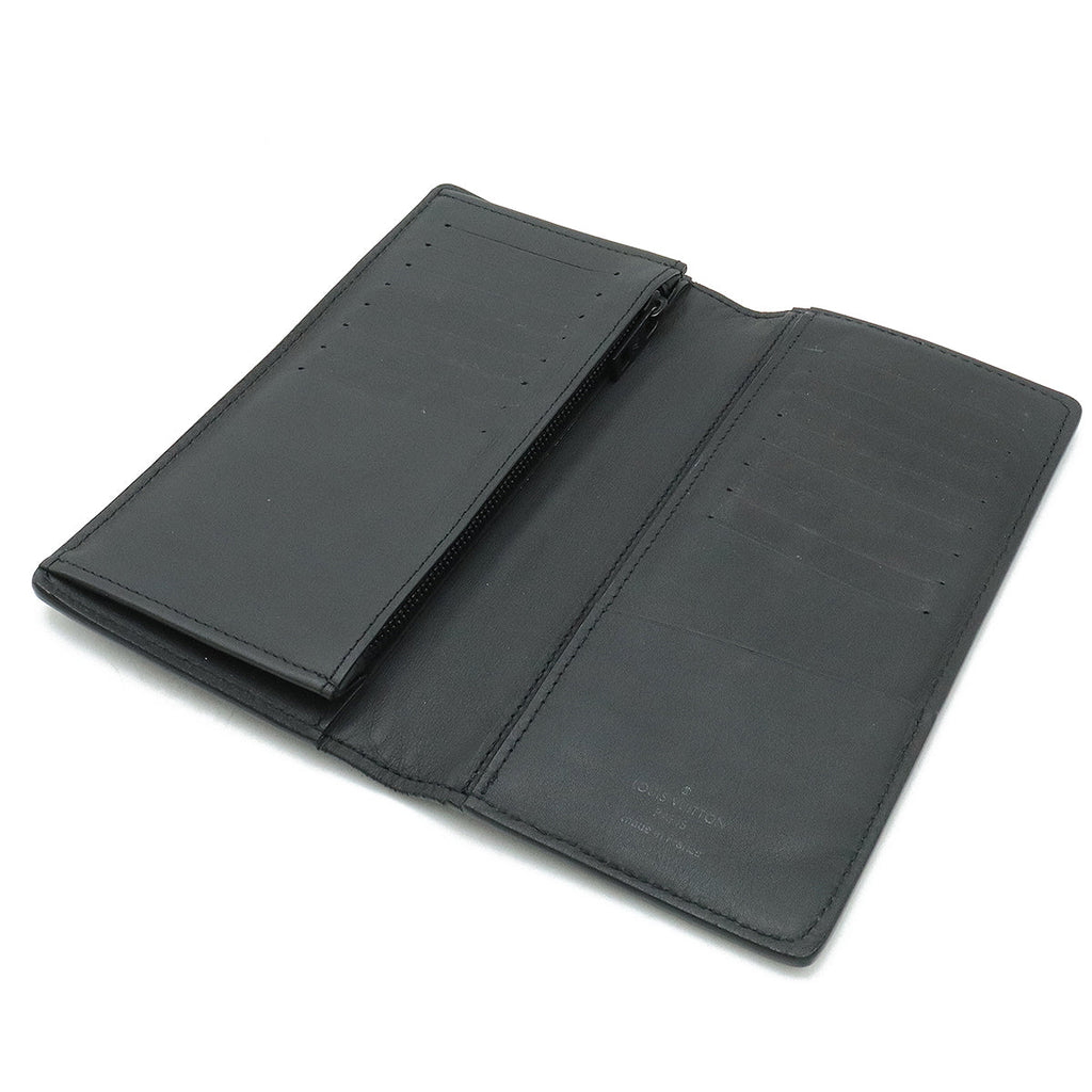 LOUIS VUITTON Louis Vuitton LV Aerogram Portfolio Brother NM 2 Folded Wallet 2 Folded Green Leather Noir Black M69980