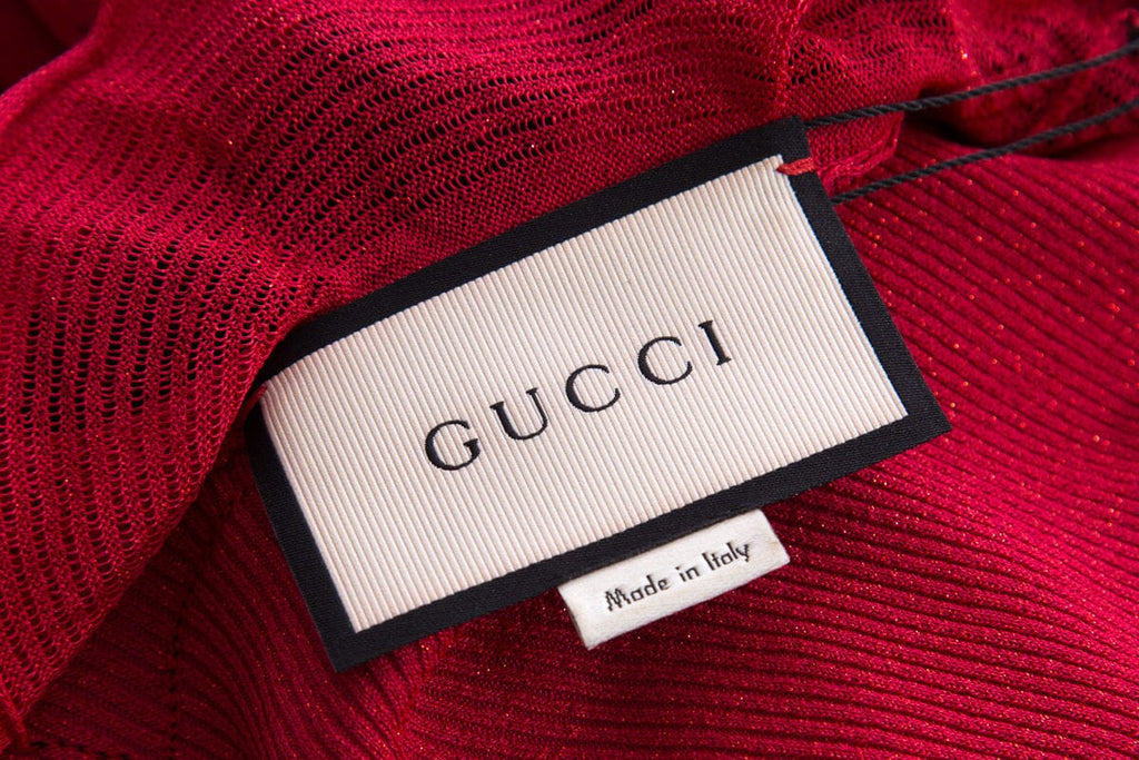 Gucci Red & Black Lace Detail Dress SZ S