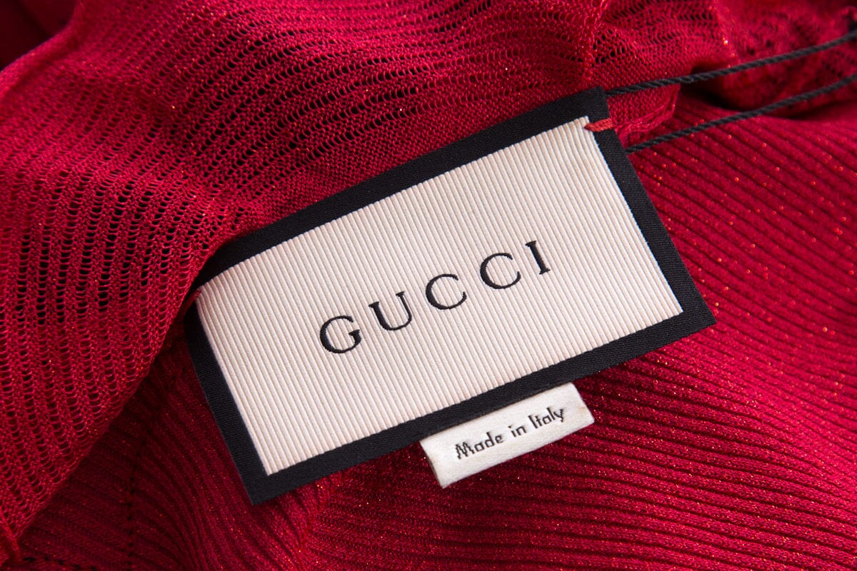 Gucci Red & Black Lace Detail Dress SZ S
