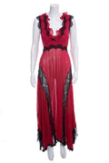 Gucci Red & Black Lace Detail Dress SZ S