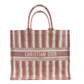 DIOR Bayadere Stripe Large Book Tote D-Stripes Embroidery Pink