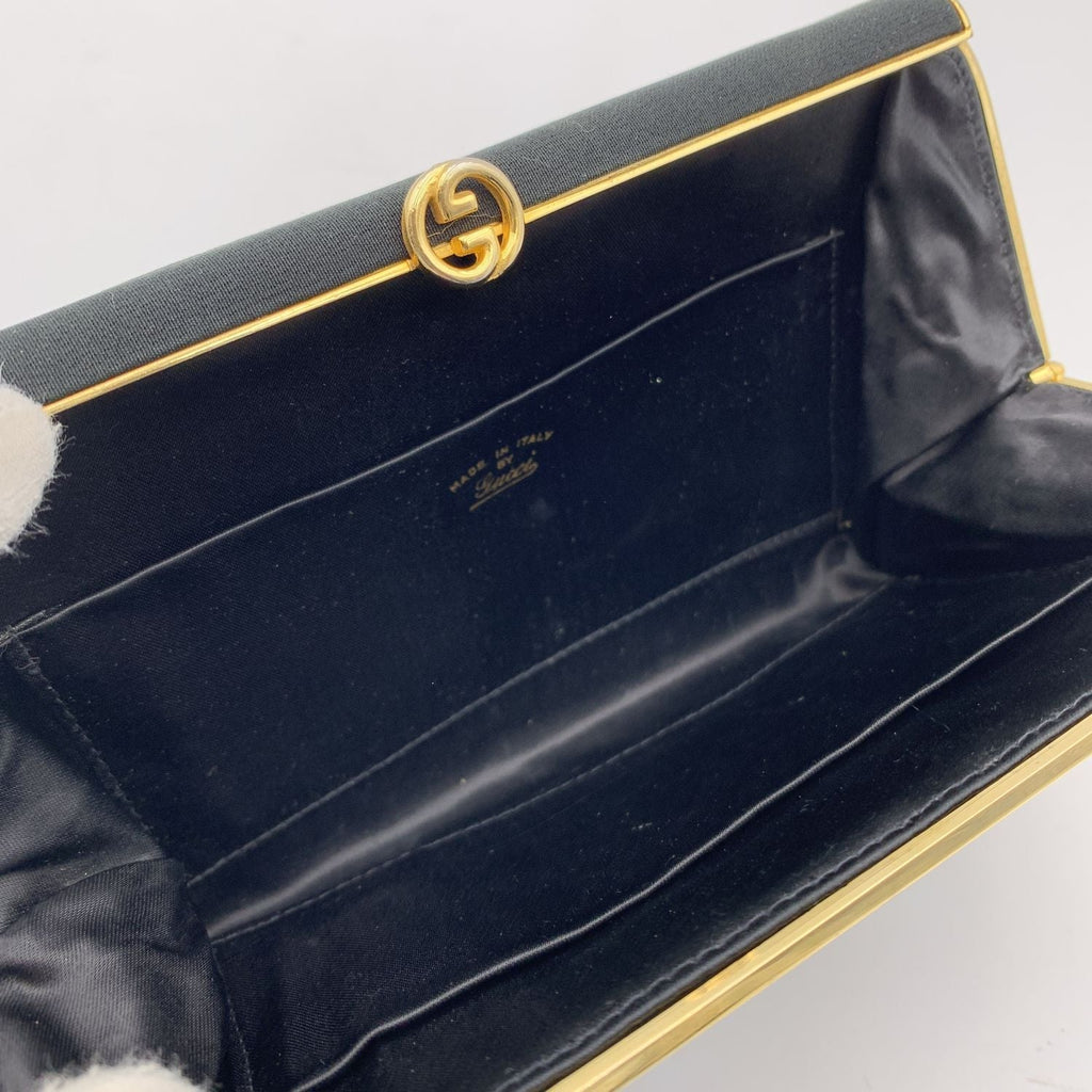 Gucci Vintage Black Canvas Clutch Evening Bag with GG Logo