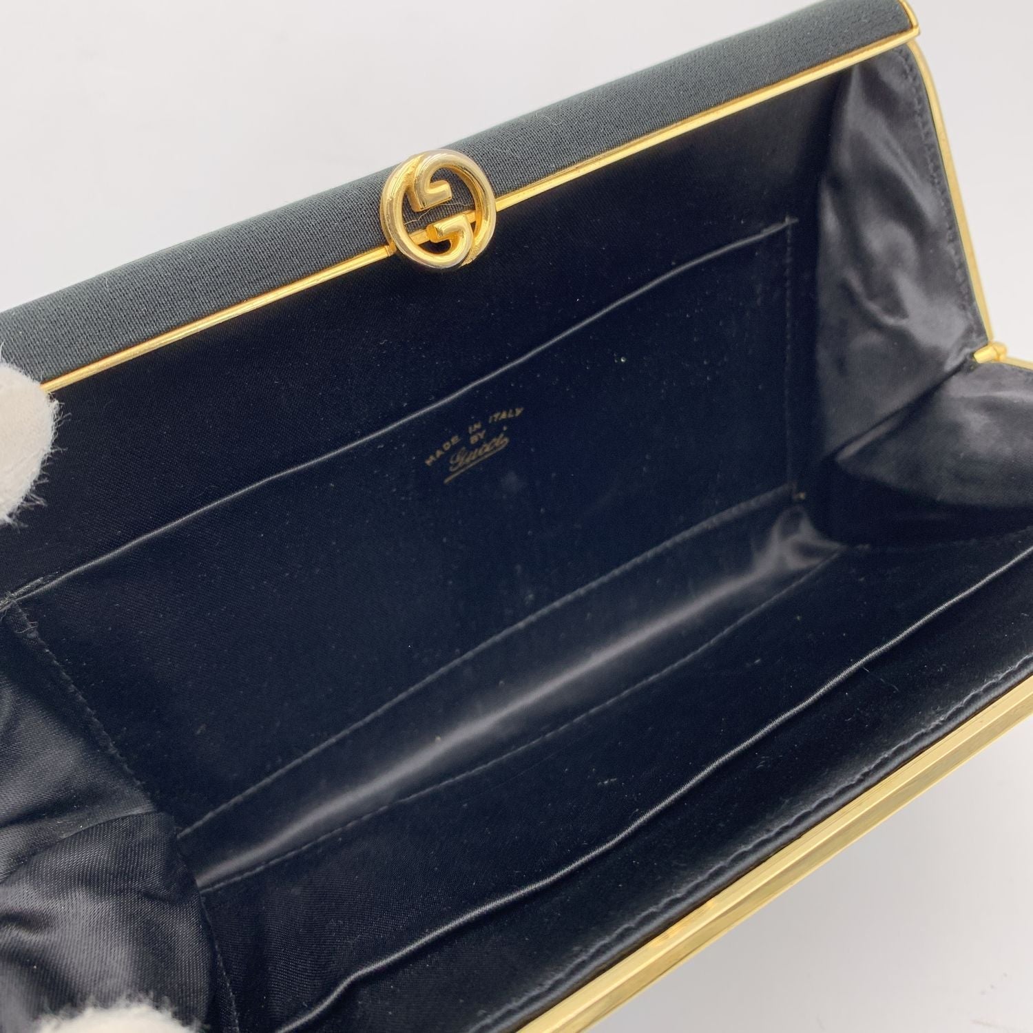 Gucci Vintage Black Canvas Clutch Evening Bag with GG Logo
