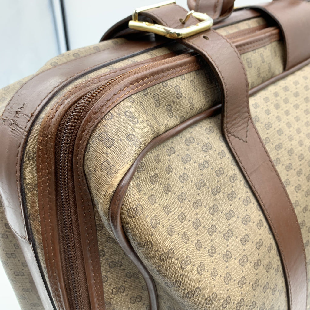 Gucci Vintage Beige Monogram Canvas Suitcase Travel Bag