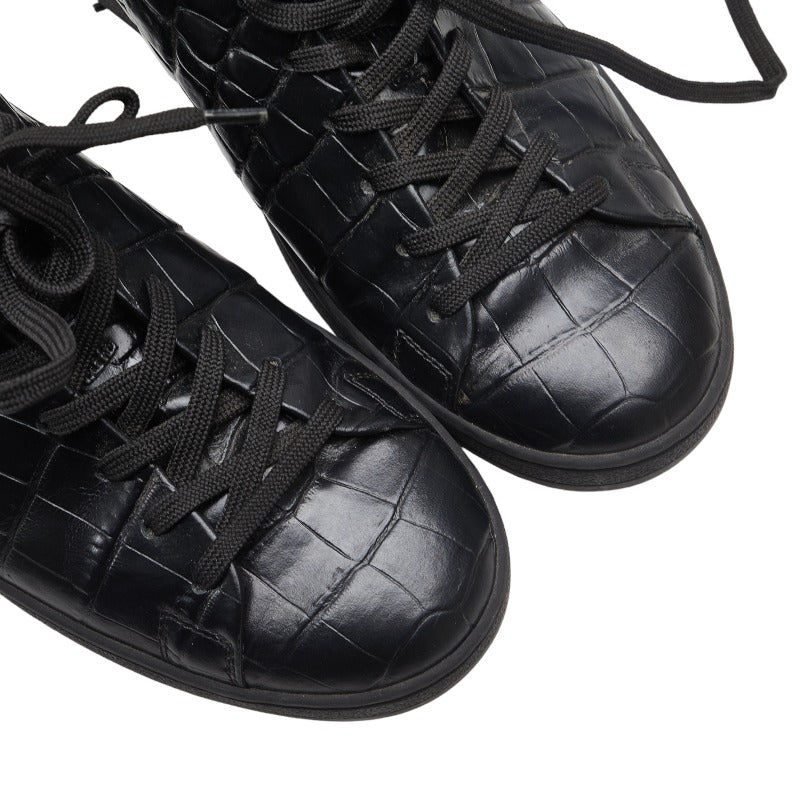 Louis Vuitton Crocodile Front Loop Lockout Sneaker MS0136 Black Silver Leather Lavender Men LOUIS VUITTON