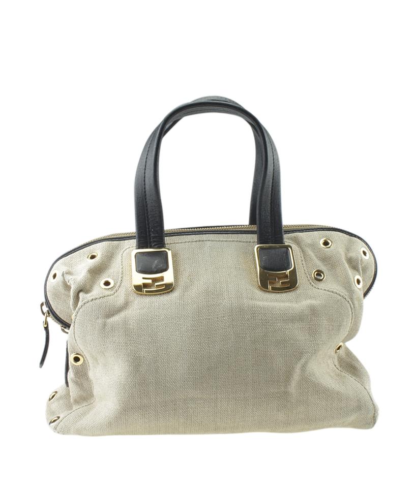 Fendi 8b Chameleon Grey Canvas Satchel
