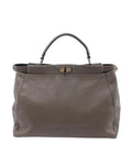 Fendi 8b Large Peekaboo Xbrown Leather Satchel