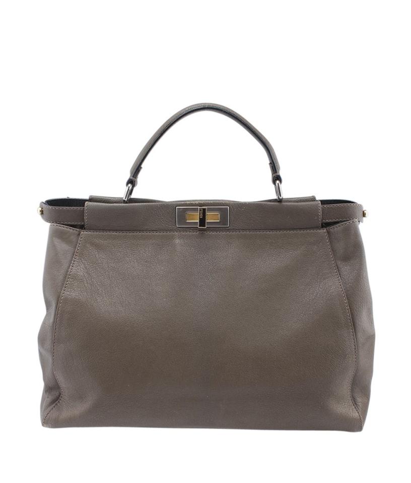 Fendi 8b Large Peekaboo Xbrown Leather Satchel
