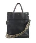 Fendi 8bt302 Flip Medium Black Suede & Leather Brownxblack Leatherxsuede Tote