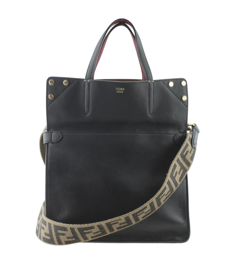 Fendi 8bt302 Flip Medium Black Suede & Leather Brownxblack Leatherxsuede Tote