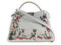 Fendi Floral-embellished Peekaboo Blue Leather Satchel