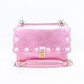 Fendi Kan I Studded Metallic Pink Calfskin Shoulder Bag