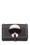 Fendi Karlito Wallet On A Chain Handle Black Leather Shoulder Bag