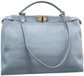 Fendi Peekaboo Large Dusty Blue Calfskin Leather Satchel
