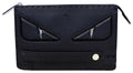 Fendi Selleria Bugs Slim Black Calfskin Leather Clutch