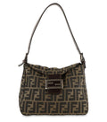 Fendi Zucca Foldover Brown Canvas Shoulder Bag