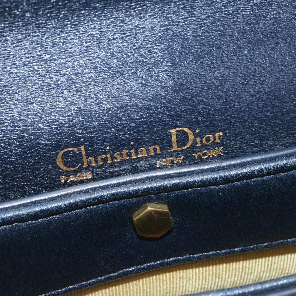 CHRISTIAN DIOR Trotter Canvas Shoulder Bag PVC Leather Blue Auth am1903g