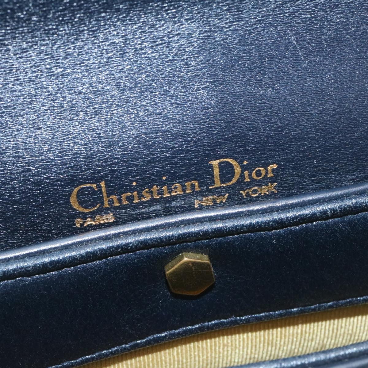 CHRISTIAN DIOR Trotter Canvas Shoulder Bag PVC Leather Blue Auth am1903g