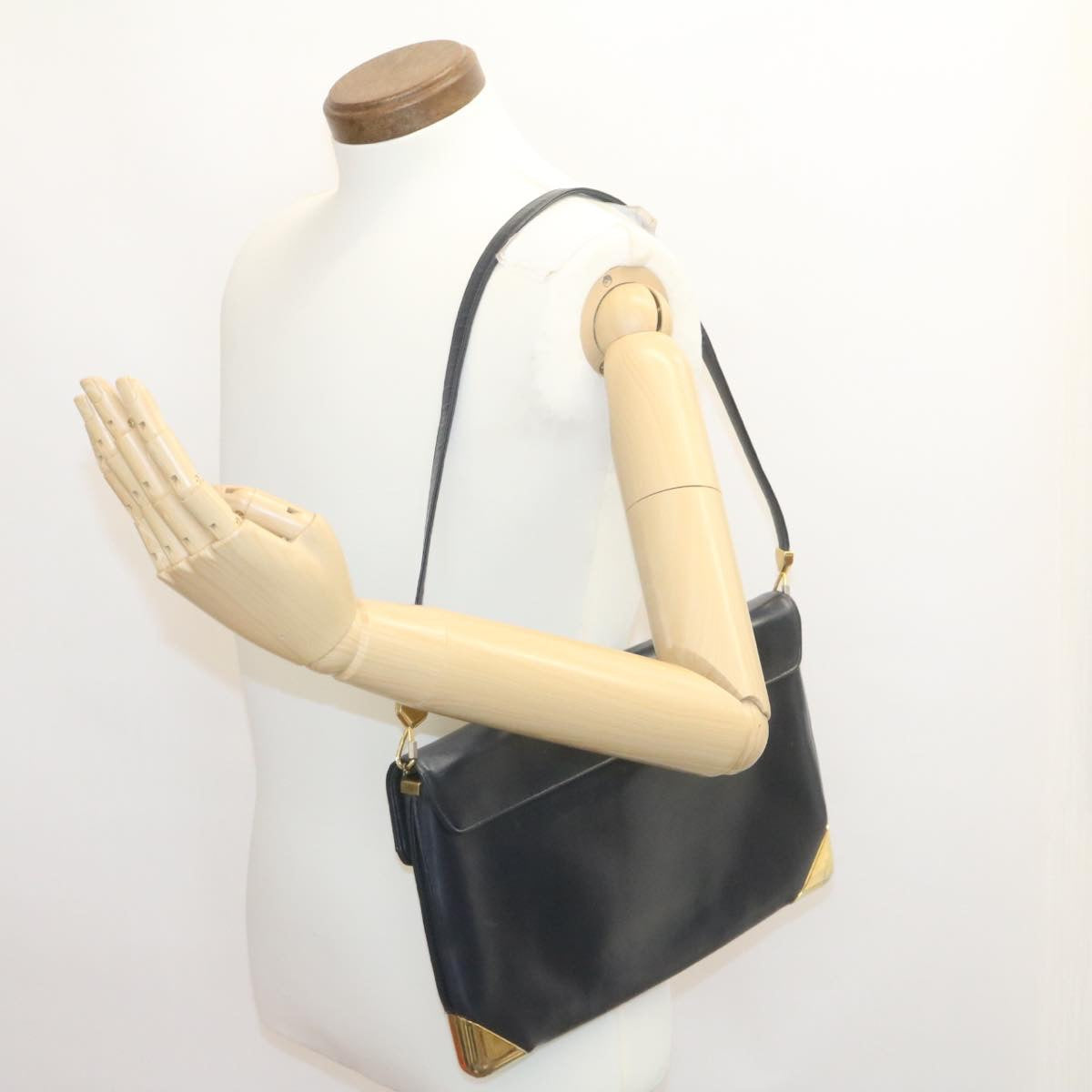 CHRISTIAN DIOR Trotter Canvas Shoulder Bag PVC Leather Blue Auth am1903g