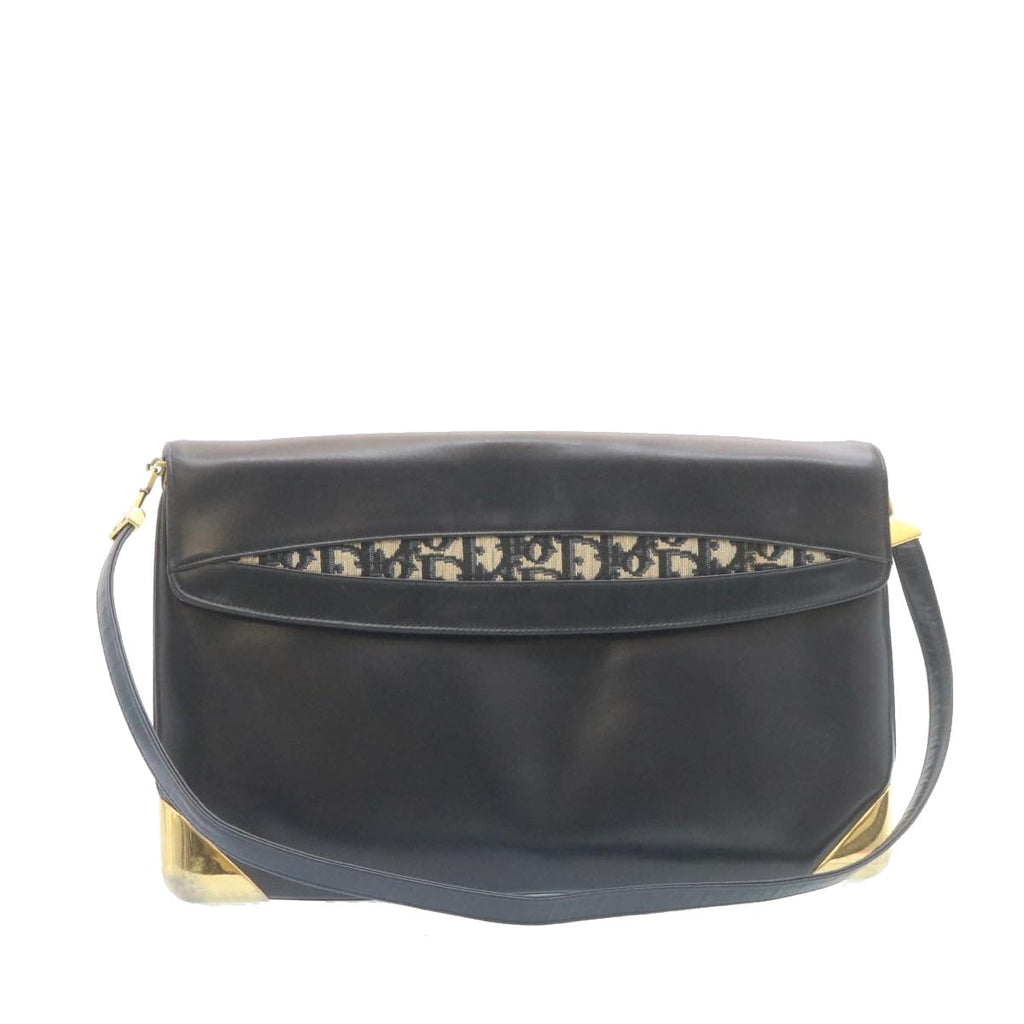CHRISTIAN DIOR Trotter Canvas Shoulder Bag PVC Leather Blue Auth am1903g