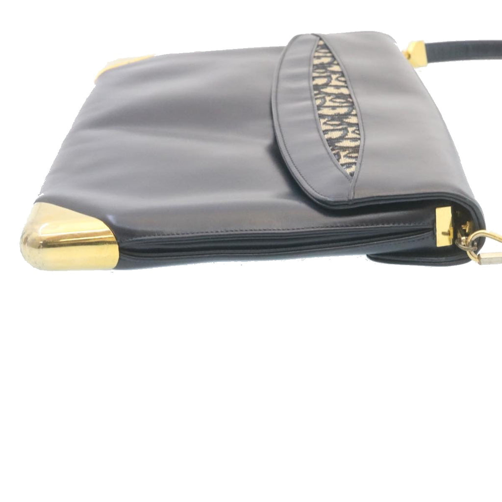 CHRISTIAN DIOR Trotter Canvas Shoulder Bag PVC Leather Blue Auth am1903g