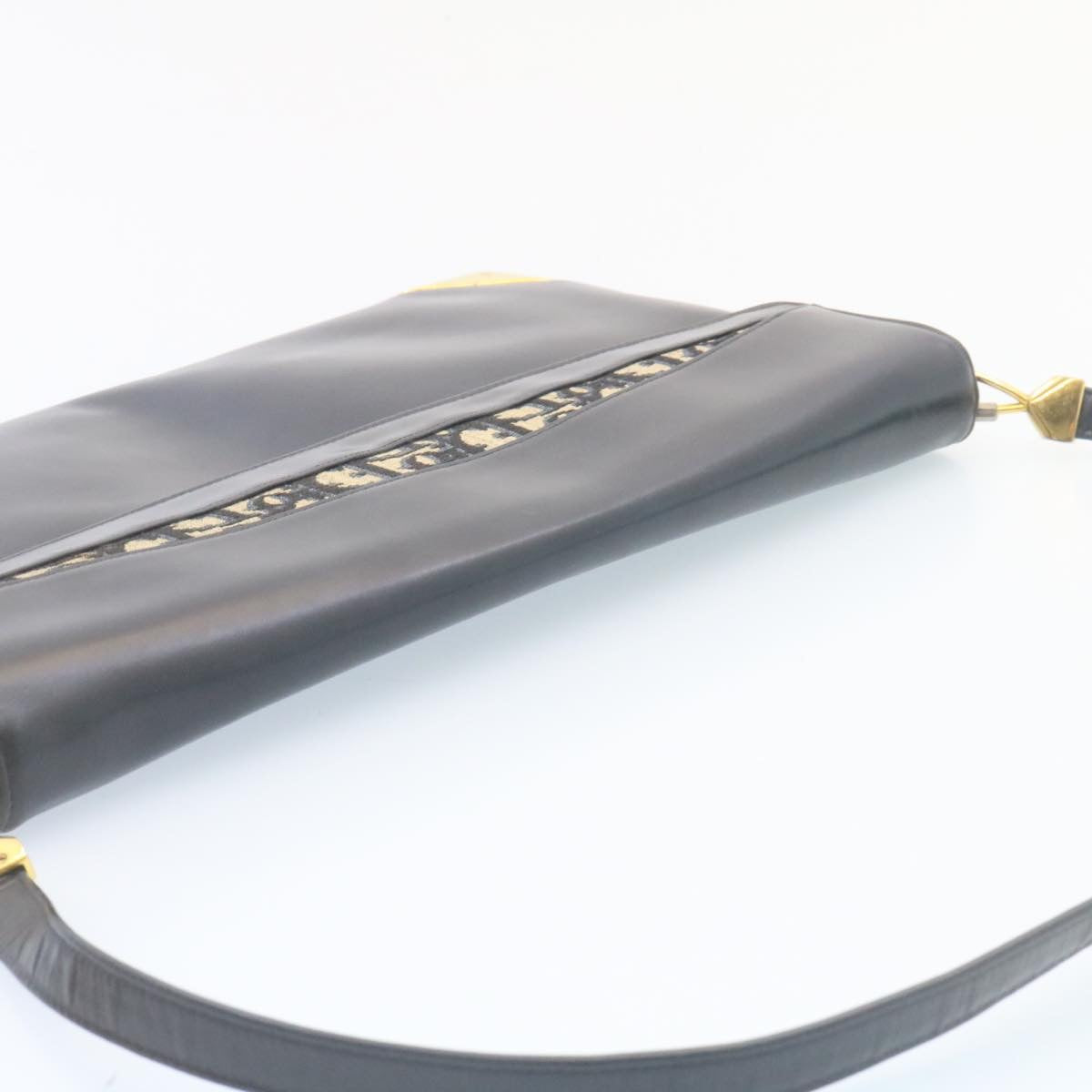 CHRISTIAN DIOR Trotter Canvas Shoulder Bag PVC Leather Blue Auth am1903g