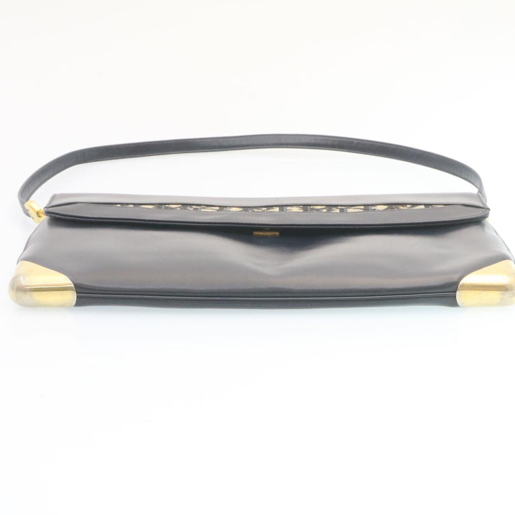 CHRISTIAN DIOR Trotter Canvas Shoulder Bag PVC Leather Blue Auth am1903g