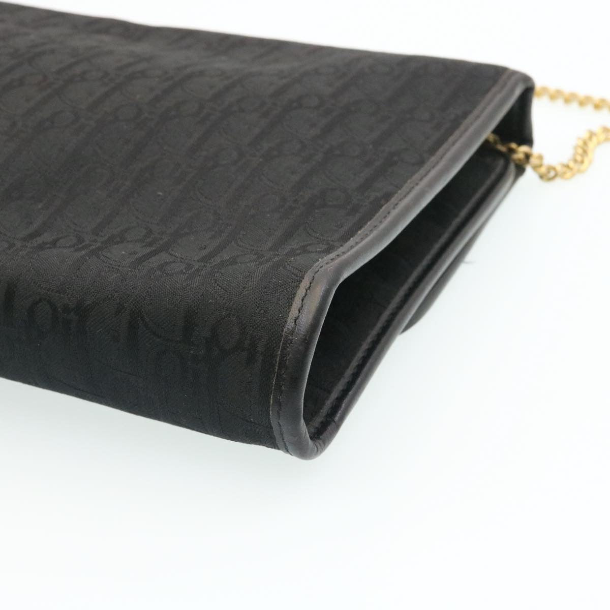 CHRISTIAN DIOR Trotter Canvas Chain Shoulder Bag Black Auth am1985g