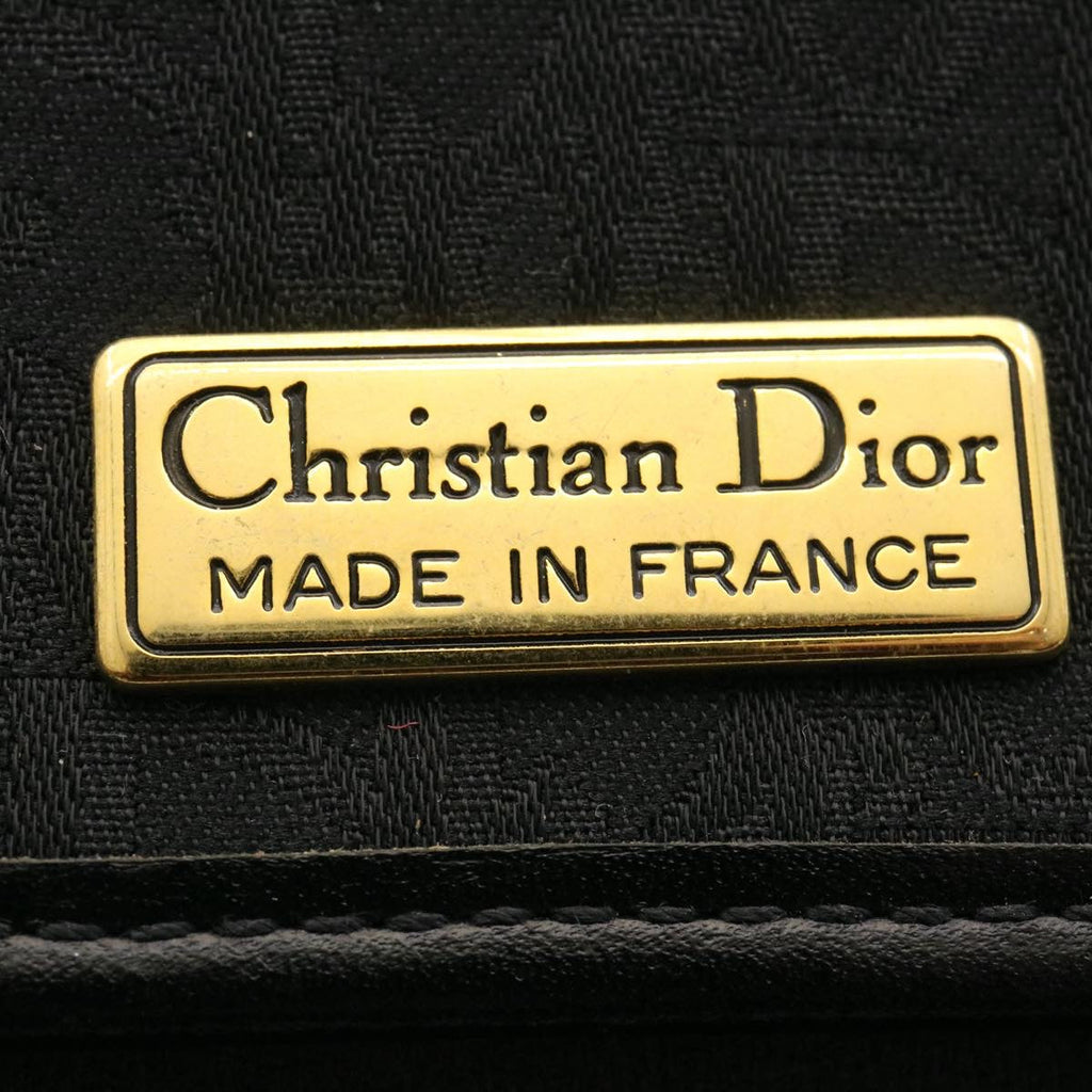 CHRISTIAN DIOR Trotter Canvas Chain Shoulder Bag Black Auth am1985g