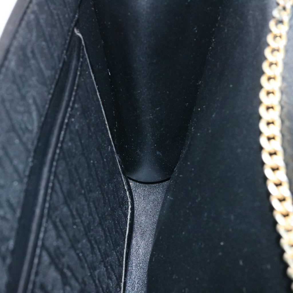 CHRISTIAN DIOR Trotter Canvas Chain Shoulder Bag Black Auth am1985g