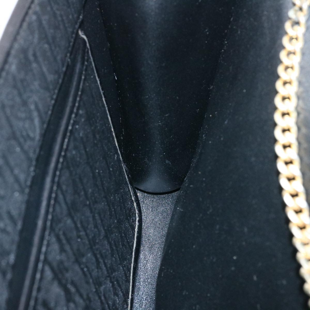 CHRISTIAN DIOR Trotter Canvas Chain Shoulder Bag Black Auth am1985g