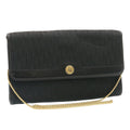 CHRISTIAN DIOR Trotter Canvas Chain Shoulder Bag Black Auth am1985g