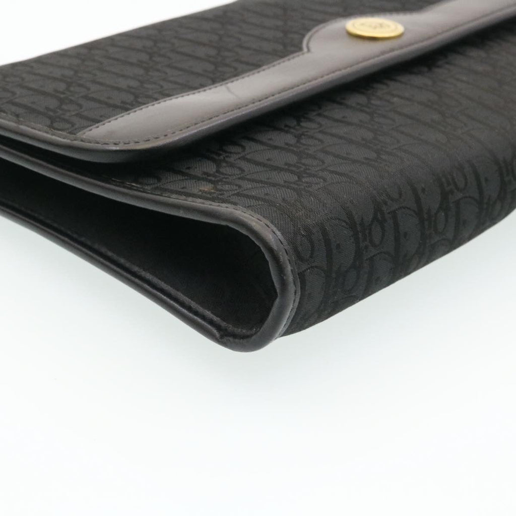 CHRISTIAN DIOR Trotter Canvas Chain Shoulder Bag Black Auth am1985g