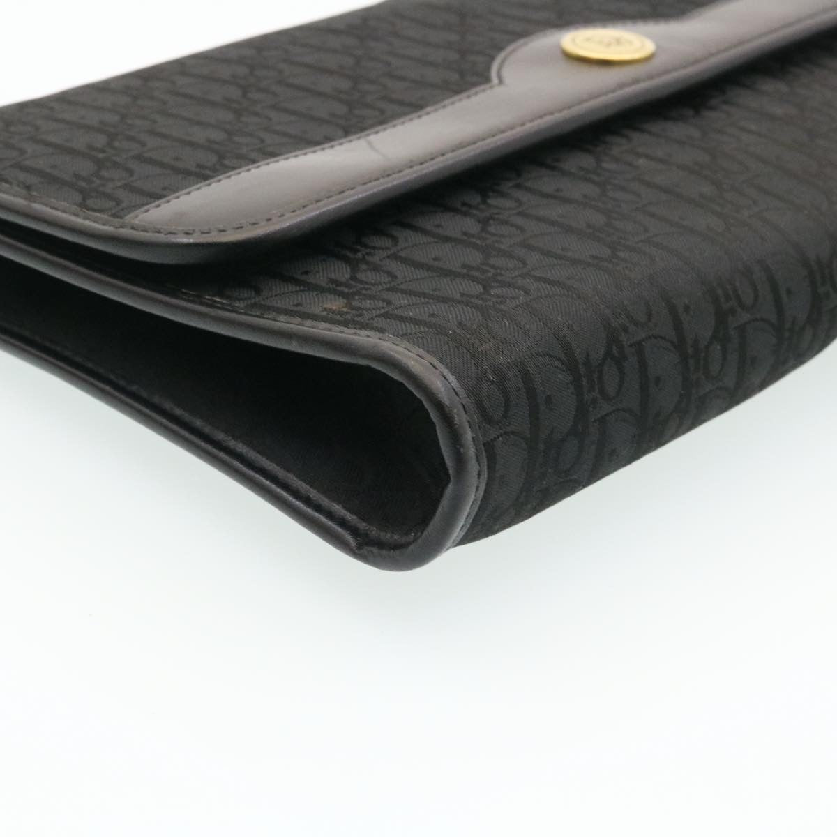 CHRISTIAN DIOR Trotter Canvas Chain Shoulder Bag Black Auth am1985g