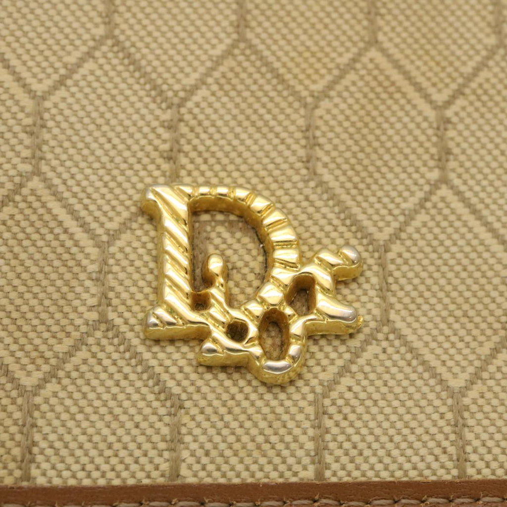 CHRISTIAN DIOR Honeycomb Chain Shoulder Bag Canvas Beige Auth am2250g