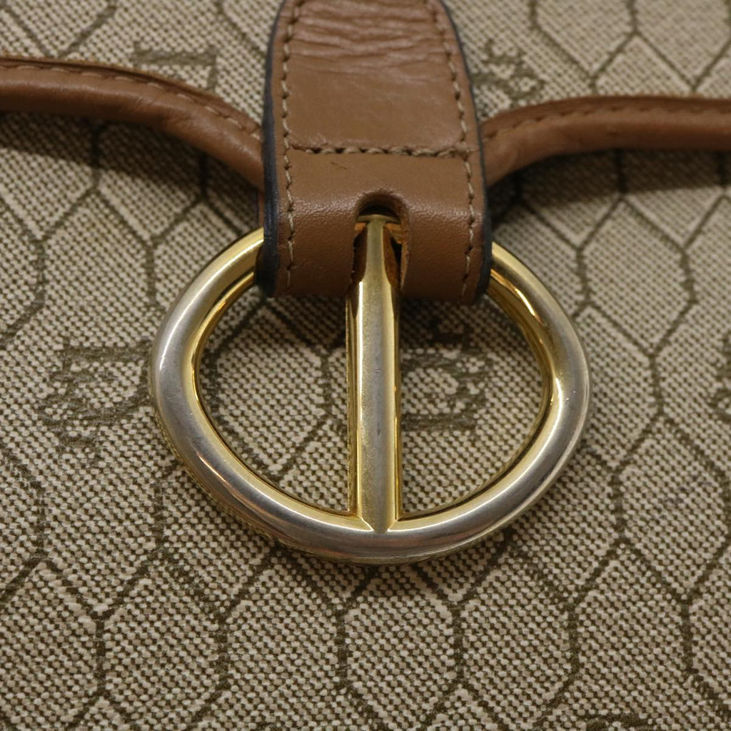 CHRISTIAN DIOR Honeycomb Canvas Hand Bag PVC Leather 2way Beige Auth am2383g