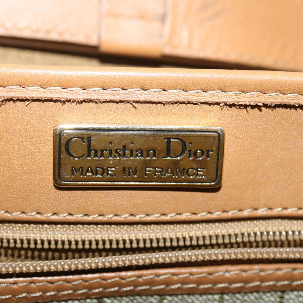 CHRISTIAN DIOR Honeycomb Canvas Hand Bag PVC Leather 2way Beige Auth am2383g
