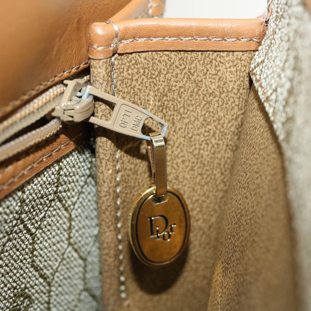 CHRISTIAN DIOR Honeycomb Canvas Hand Bag PVC Leather 2way Beige Auth am2383g