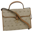 CHRISTIAN DIOR Honeycomb Canvas Hand Bag PVC Leather 2way Beige Auth am2383g