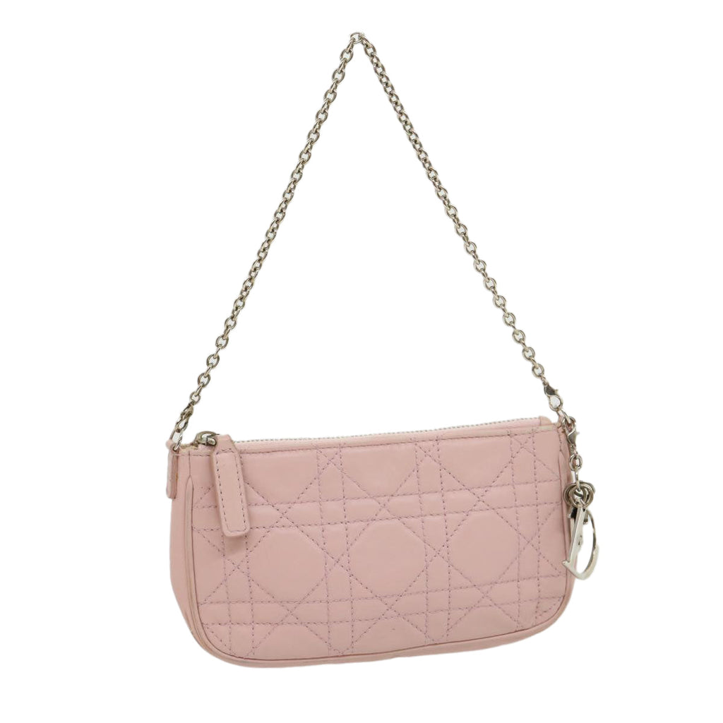 CHRISTIAN DIOR Lady Dior Canage Accessory Pouch Pink Auth am2660gA