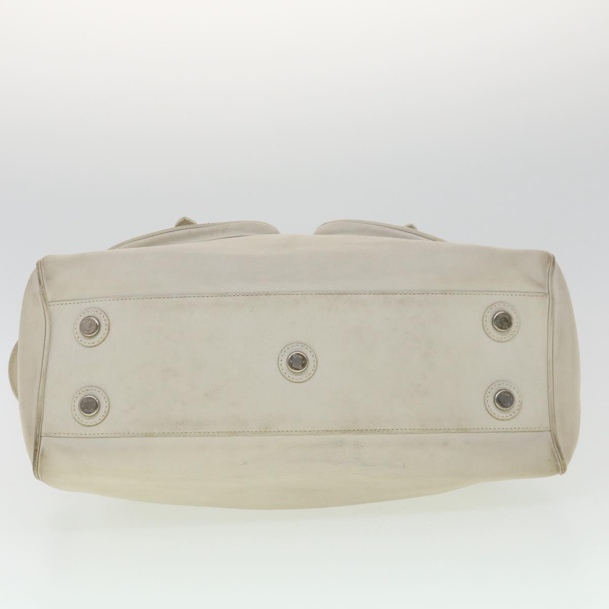 CHRISTIAN DIOR Shoulder Bag Leather White Auth am2766g