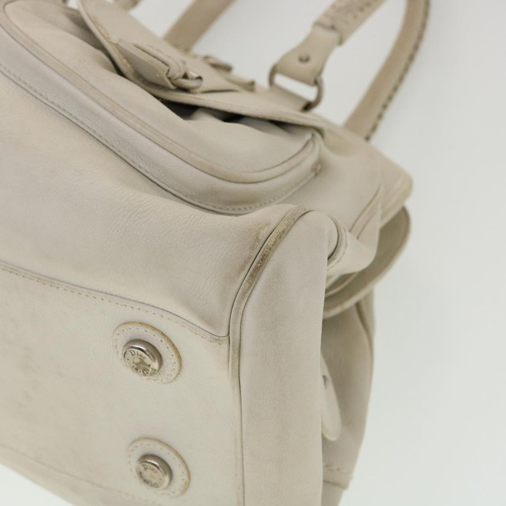 CHRISTIAN DIOR Shoulder Bag Leather White Auth am2766g